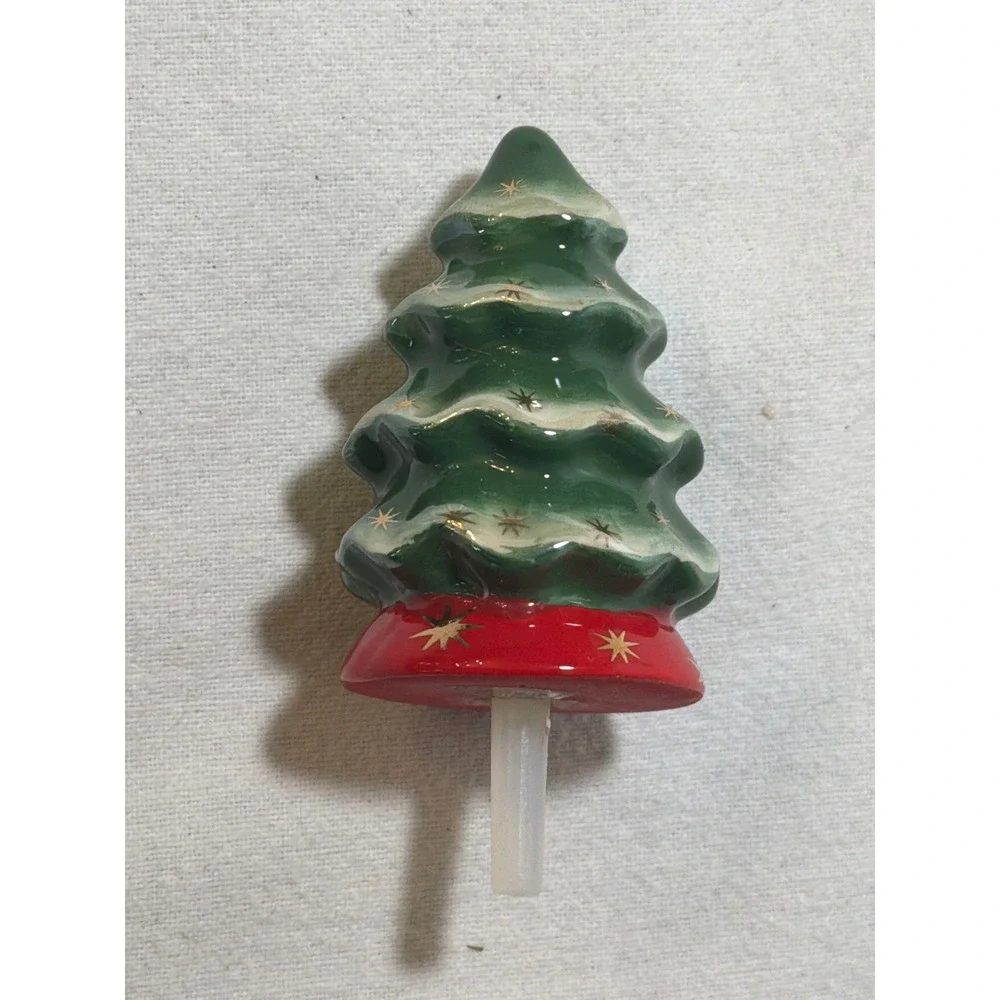 Nora Fleming Ceramic Christmas Tree Bottle Stopper Green Holiday Barware Deco